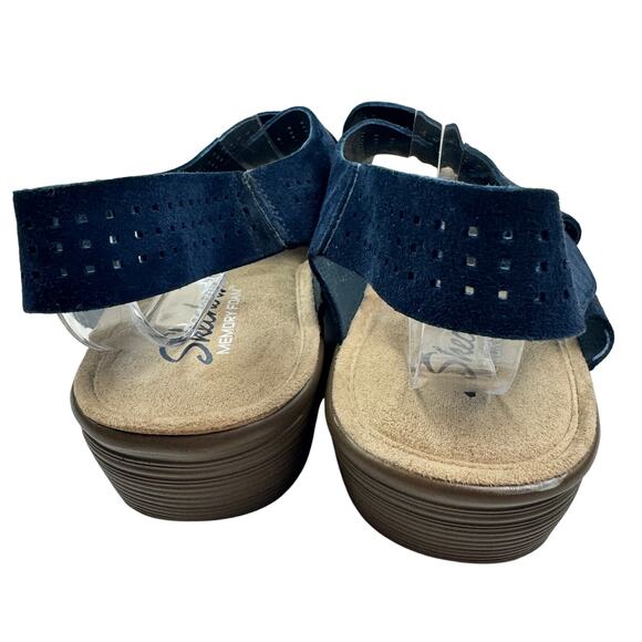 Skechers Perforated Suede Slingback Demi Wedge Comfort Sandals Women's Size 9 - Picture 3 of 9